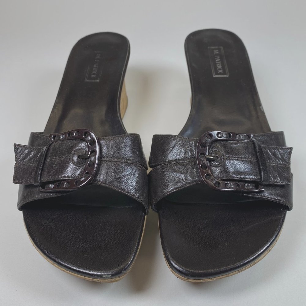 Sandals M. Patrick Slide On Dark Brown Women's Size 8.5 Medium Width Buckle Cork